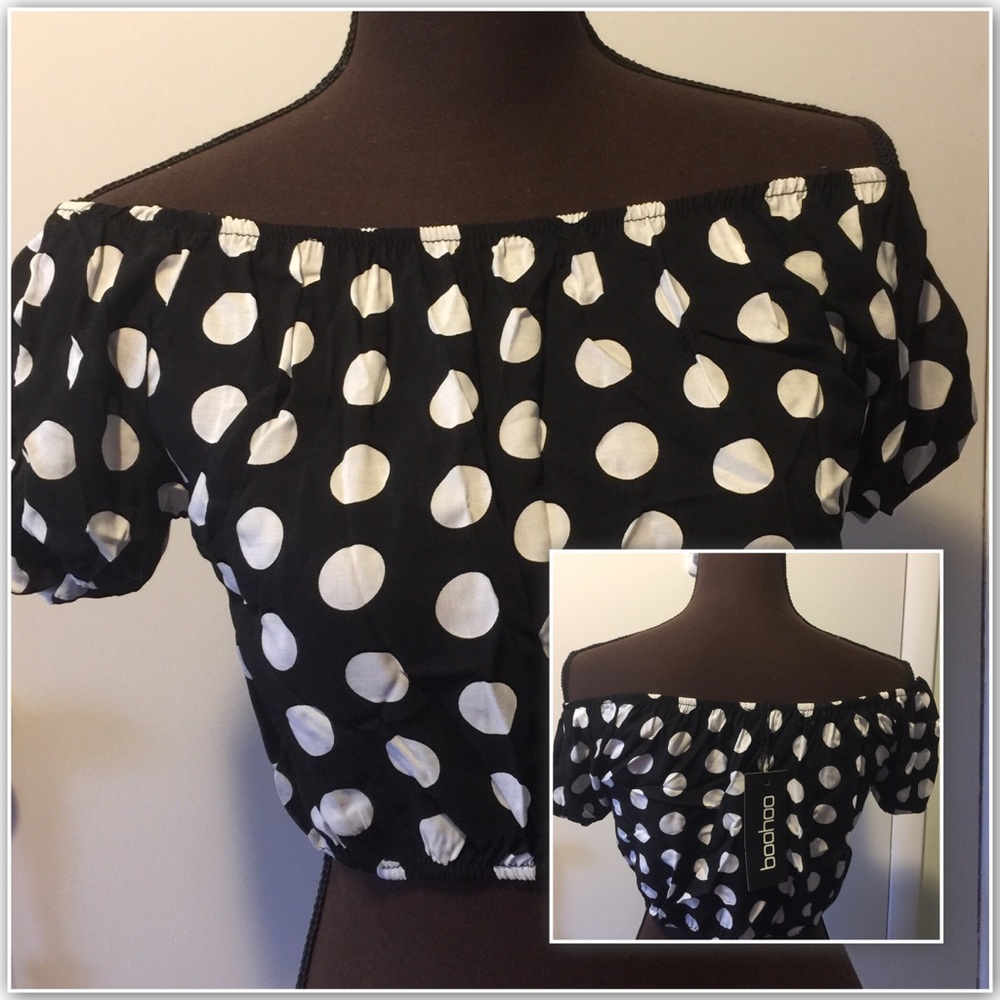 BNWT Polka Dot Crop Top off shoulder
